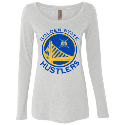 The GHOATS Custom Design. #12 GOLDEN STATE HUSTLERS.	Ladies' Triblend LS Scoop