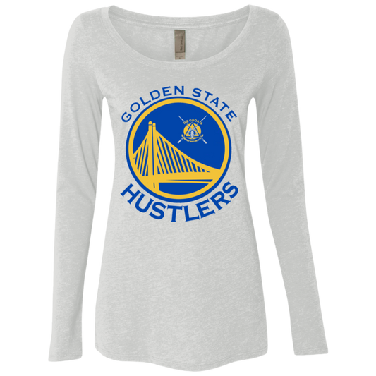 The GHOATS Custom Design. #12 GOLDEN STATE HUSTLERS.	Ladies' Triblend LS Scoop