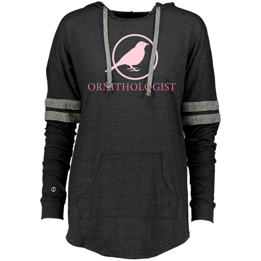 OPG Custom Design # 24. Ornithologist. A person who studies or is an expert on birds. Ladies Hooded Low Key Pullover