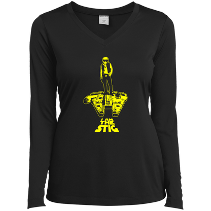 ArtichokeUSA Custom Design. I am the Stig. Han Solo / The Stig Fan Art. Ladies’ Long Sleeve Performance V-Neck Tee