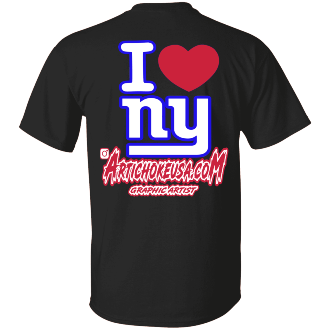 ArtichokeUSA Custom Design. I heart New York Giants. NY Giants Football Fan Art. 5.3 oz. T-Shirt