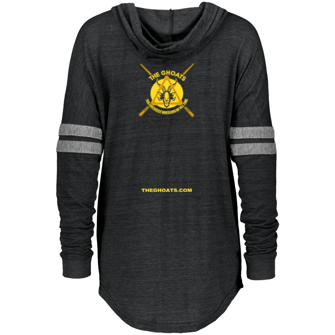 The GHOATS Custom Design. #27 PlayerUnknown's Billiards. PUBG Parody. Ladies Hooded Low Key Pullover