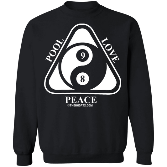 The GHOATS Custom Design #9. Ying Yang. Pool Love Peace. Crewneck Pullover Sweatshirt