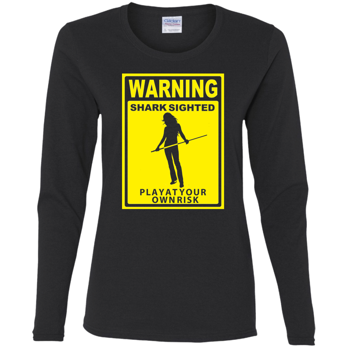 The GHOATS Custom Design. #34 Beware of Sharks. Play at Your Own Risk. (Ladies only version). Ladies' Cotton LS T-Shirt