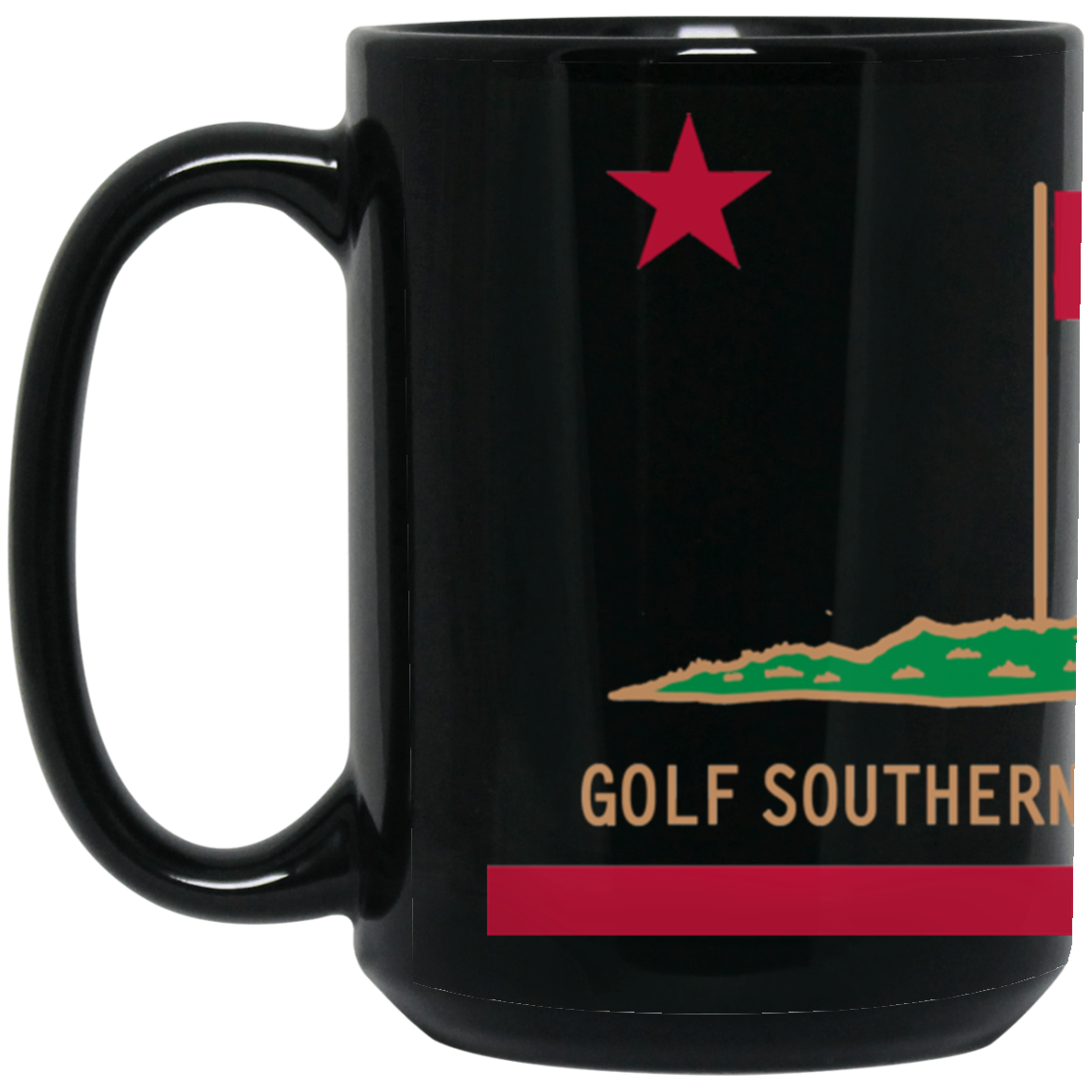 OPG Custom Design #8. Golf Southern California. All Year Long Baby!! 15 oz. Black Mug