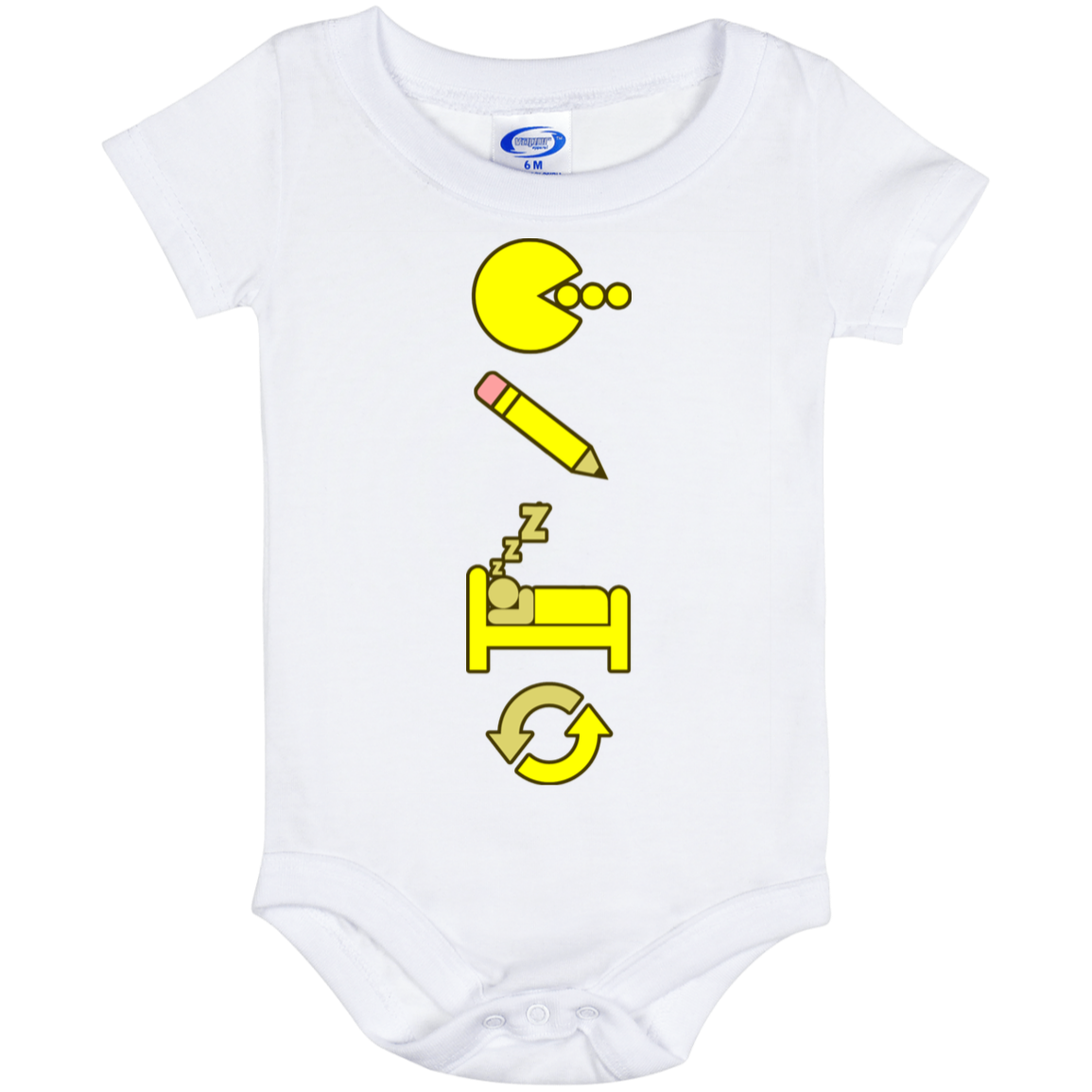 Artichoke Custom Design. Eat. Draw. Sleep. Repeat. Baby Onesie 6 Month