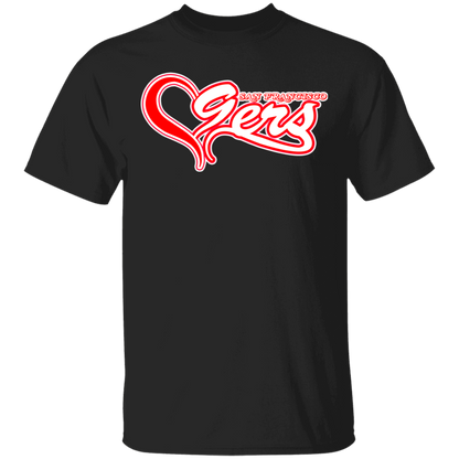 ArtichokeUSA Custom Design #50. 9ers Love. SF 49ers Fan Art. Let's Make Your Own Custom Team Shirt. Basic 100% Cotton T-Shirt