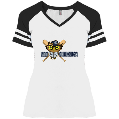 ArtichokeUSA Character and Font design. New York Owl. NY Yankees Fan Art. Let's Create Your Own Team Design Today. Ladies' Game V-Neck T-Shirt