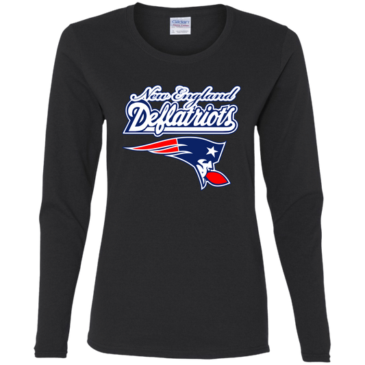 ArtichokeUSA Custom Design. New England Deflatriots. New England Patriots Parody. Ladies' Cotton LS T-Shirt