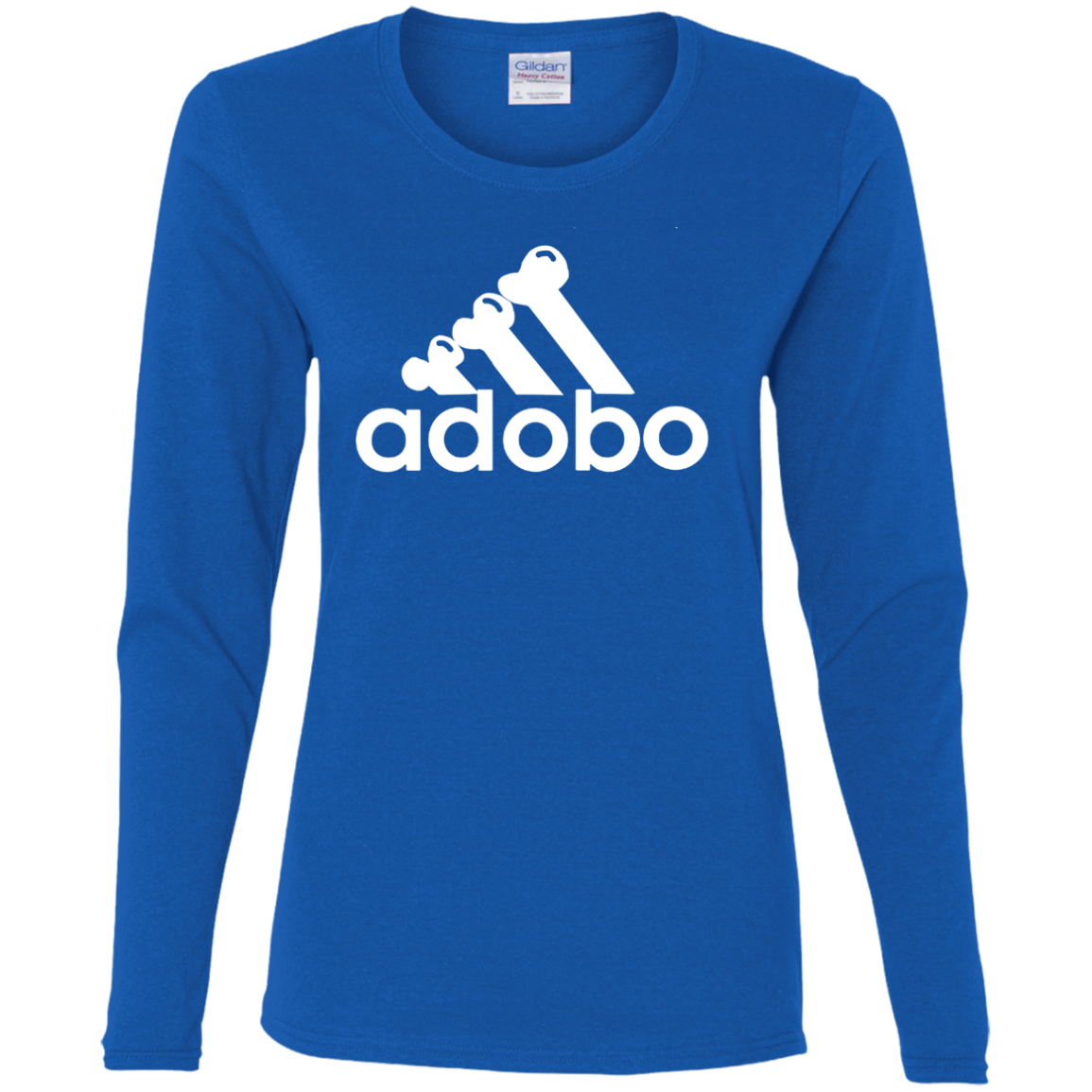 ArtichokeUSA Custom Design. Adobo. Adidas Parody. Ladies' Cotton LS T-Shirt