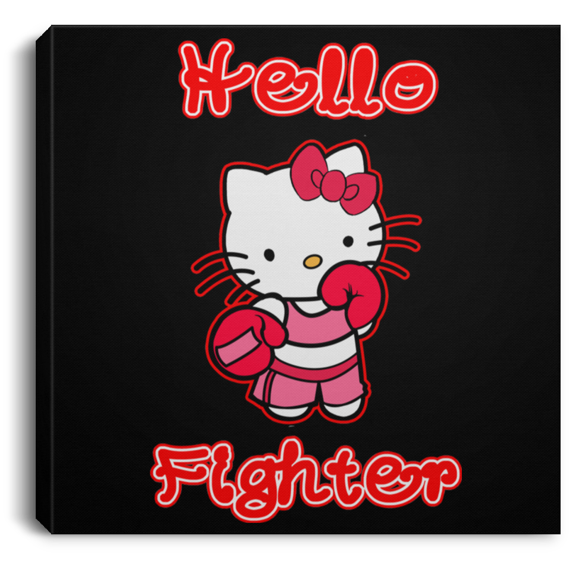 Artichoke Fight Gear Custom Design #13. Hello Fightter. Hello Kitty Parody. MMA.  Square Canvas .75in Frame