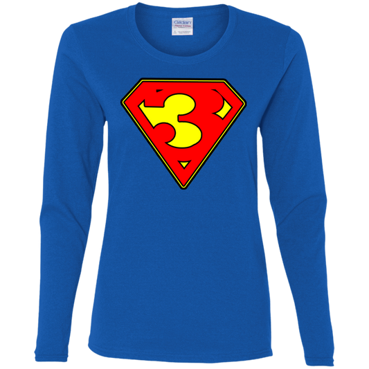 The GHOATS Custom Design. #38 Super 3. APA League. Ladies' Cotton LS T-Shirt