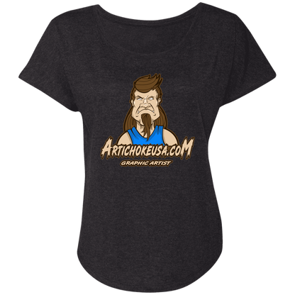 ArtichokeUSA Character and Font design. Let's Create Your Own Team Design Today. Mullet Mike. Ladies' Triblend Dolman Sleeve