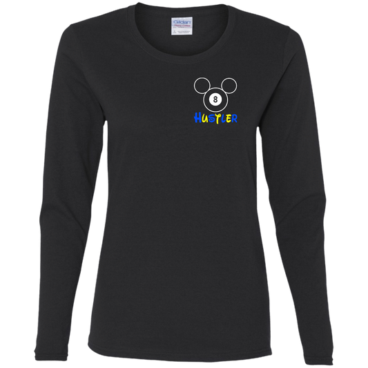 The GHOATS Custom Design #20. Look at the back. Hustle Mouse. Mickey Mouse Fan Art. Ladies' Basic 100% Cotton Long Sleeve