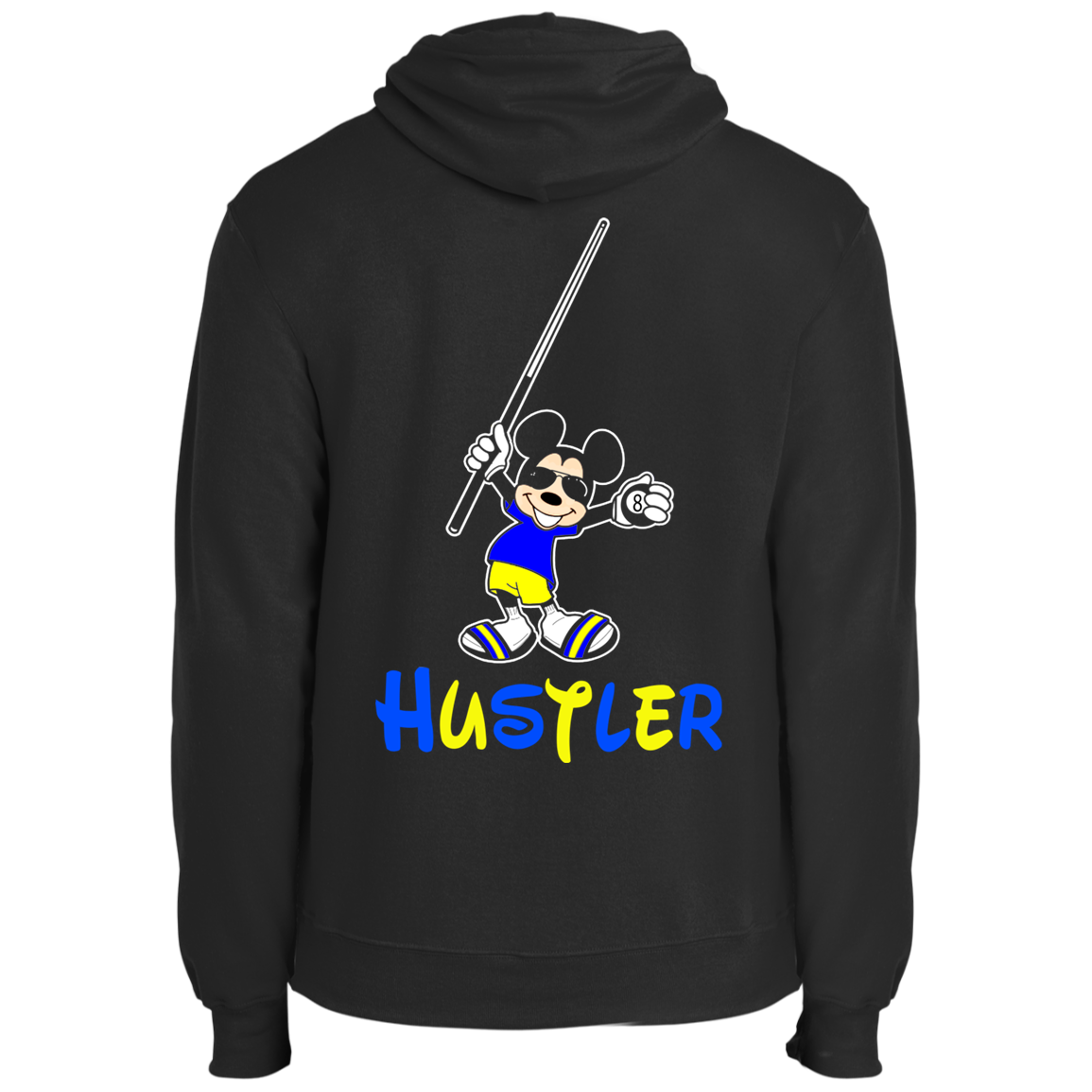 The GHOATS Custom Design #20. Look at the back. Hustle Mouse. Mickey Mouse Fan Art. Fleece Pullover Hoodie