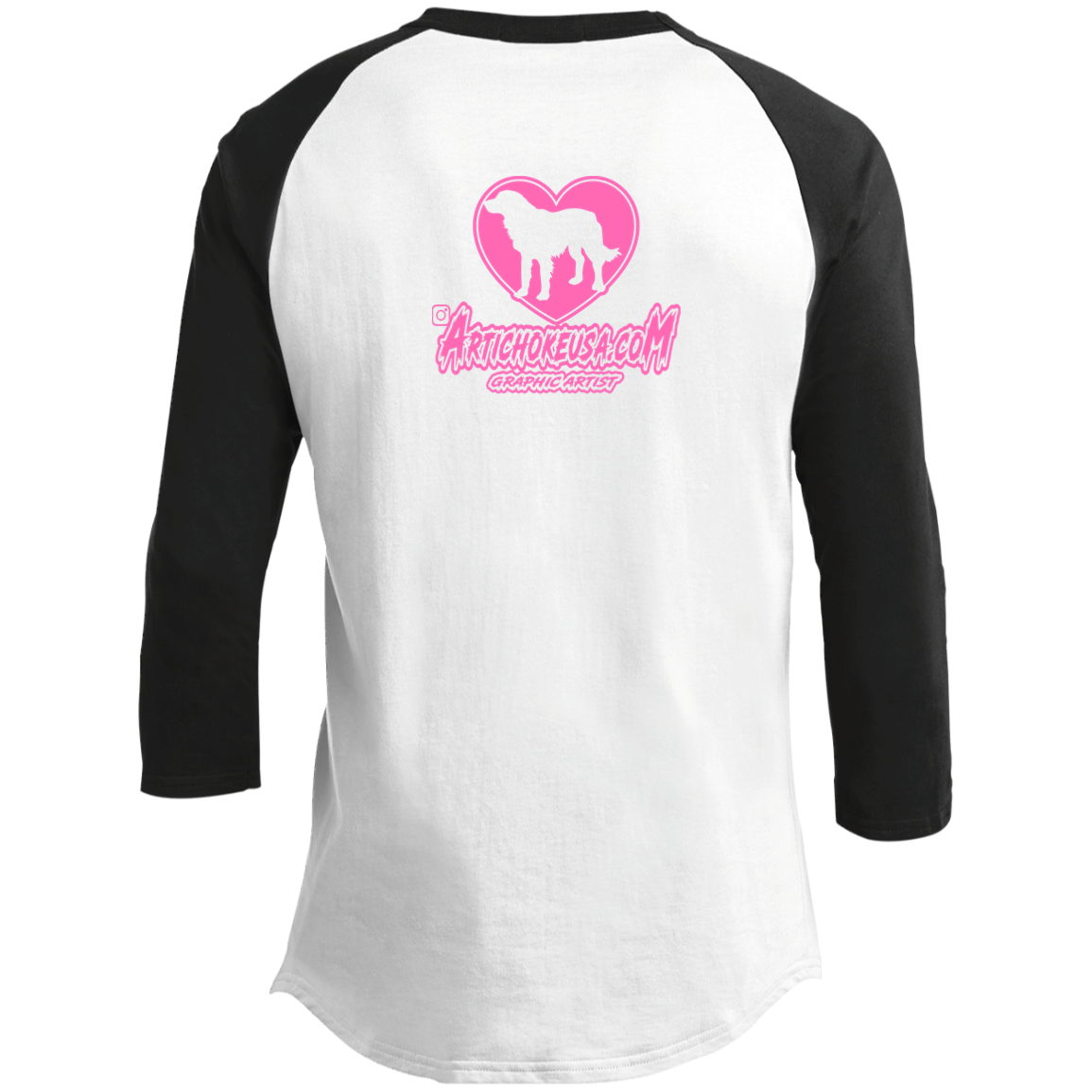 ArtichokeUSA Custom Design. Ruffing the Passer. Labrador Edition. Female Version. 3/4 Raglan Sleeve Shirt