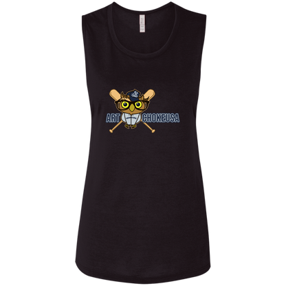 ArtichokeUSA Character and Font design. New York Owl. NY Yankees Fan Art. Let's Create Your Own Team Design Today. Ladies' Flowy Muscle Tank