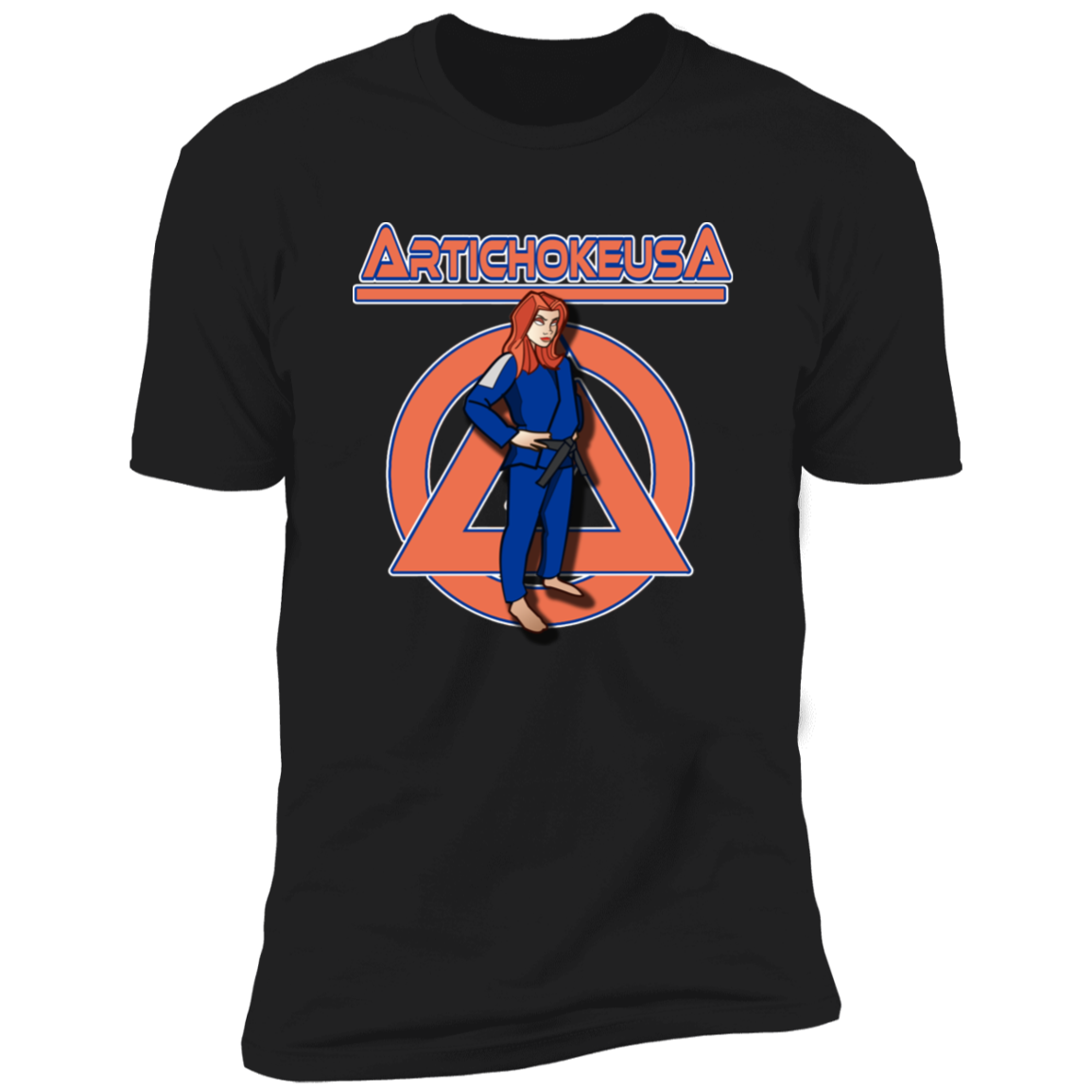 ArtichokeUSA Character and Font design. Let's Create Your Own Team Design Today. Amber. Men's Premium Short Sleeve T-Shirt