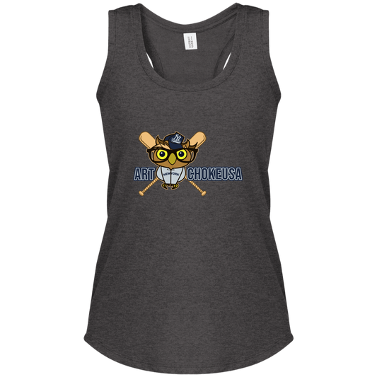 ArtichokeUSA Character and Font design. New York Owl. NY Yankees Fan Art. Let's Create Your Own Team Design Today. Ladies' Tri Racerback Tank