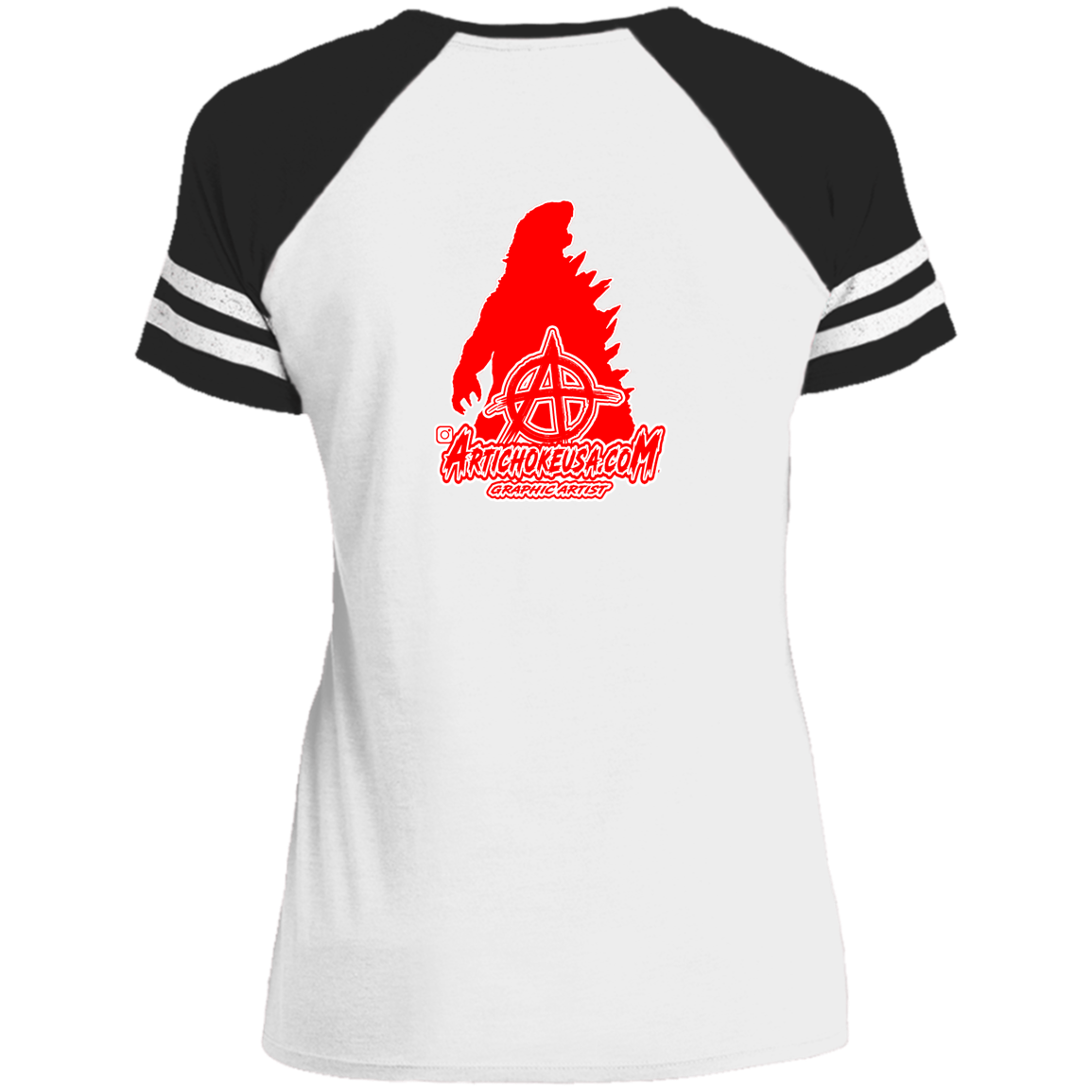 ArtichokeUSA Custom Design. Godzilla. Long Live the King. (1954 to 2019. 65 Years! Fan Art. Ladies' Game V-Neck T-Shirt