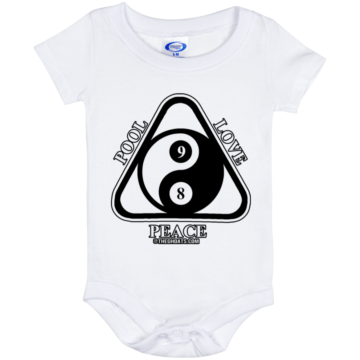 The GHOATS Custom Design #9. Ying Yang. Pool Love Peace. Baby Onesie 6 Month