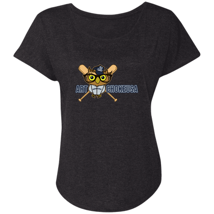 ArtichokeUSA Character and Font design. New York Owl. NY Yankees Fan Art. Let's Create Your Own Team Design Today. Ladies' Triblend Dolman Sleeve