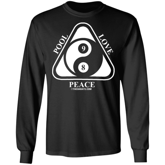 The GHOATS Custom Design #9. Ying Yang. Pool Love Peace. Long Sleeve Cotton T-Shirt