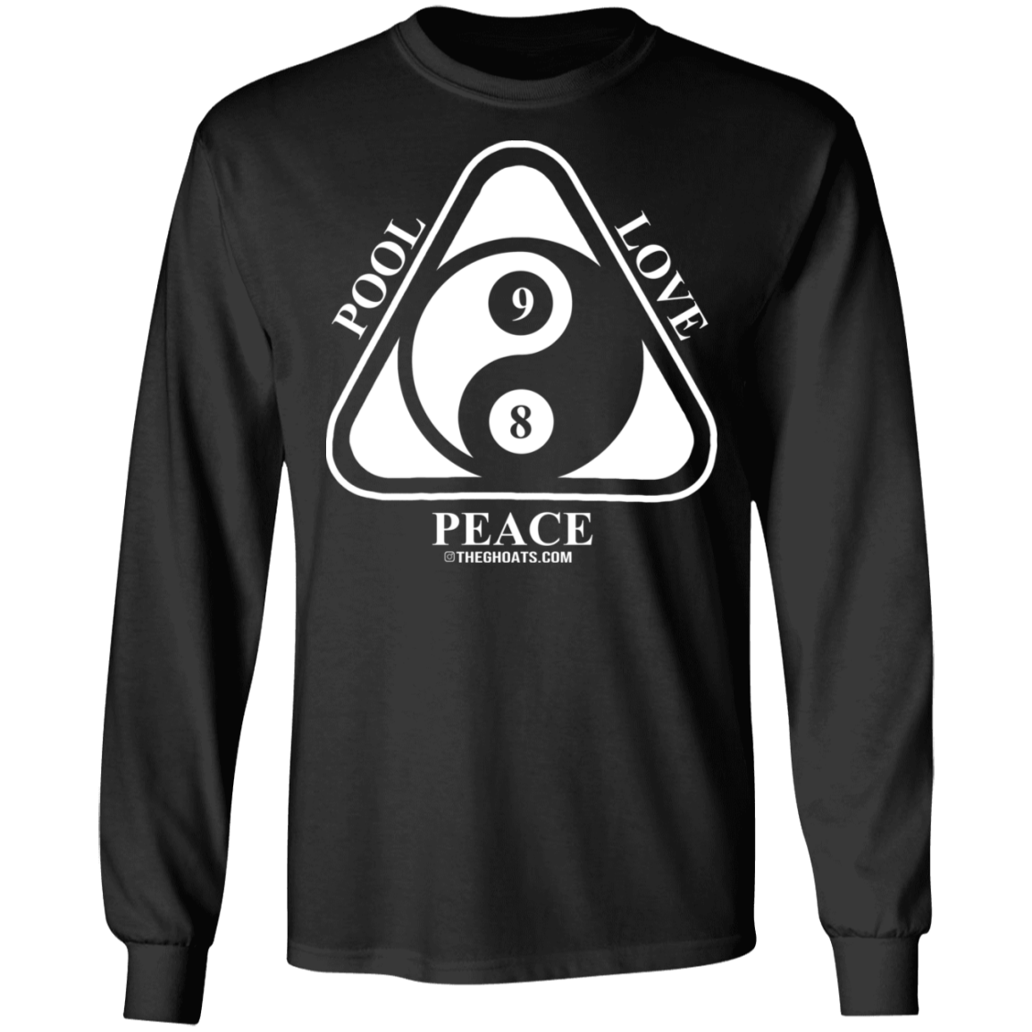 The GHOATS Custom Design #9. Ying Yang. Pool Love Peace. Long Sleeve Cotton T-Shirt