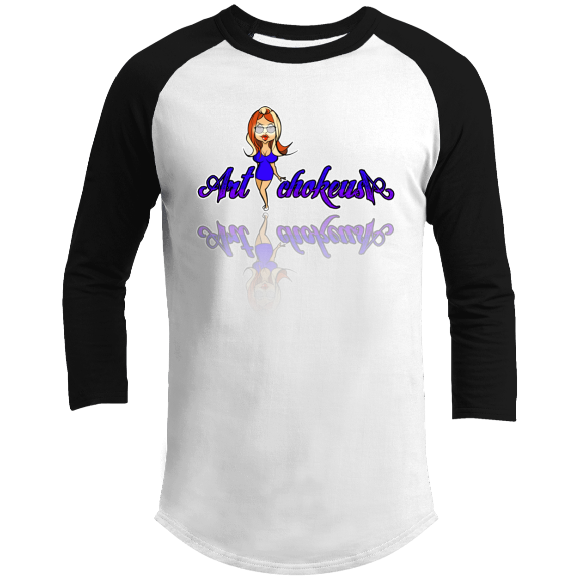 ArtichokeUSA Character and Font Design. Let’s Create Your Own Design Today. Blue Girl. Men's 3/4 Raglan Sleeve Shirt