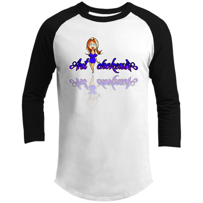 ArtichokeUSA Character and Font Design. Let’s Create Your Own Design Today. Blue Girl. Men's 3/4 Raglan Sleeve Shirt