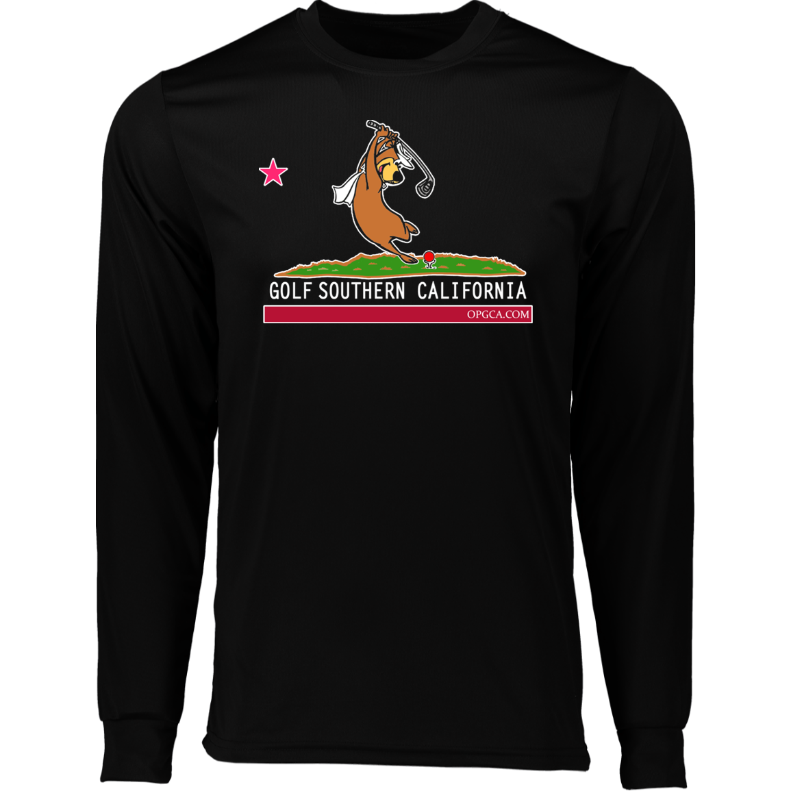 Custom Design #15. Golf Southern California with Yogi Fan Art. 100% Polyester Moisture-Wicking Tee