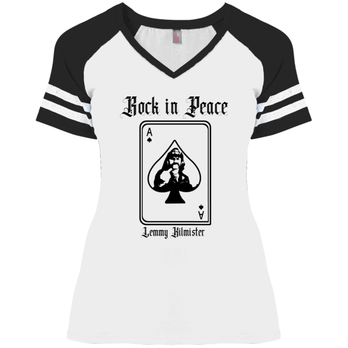 ArtichokeUSA Custom Design. Lemmy Kilmister "Ace of Spades" Tribute Fan Art Version 2 of 2. Ladies' Game V-Neck T-Shirt