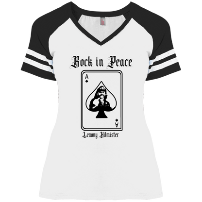 ArtichokeUSA Custom Design. Lemmy Kilmister "Ace of Spades" Tribute Fan Art Version 2 of 2. Ladies' Game V-Neck T-Shirt