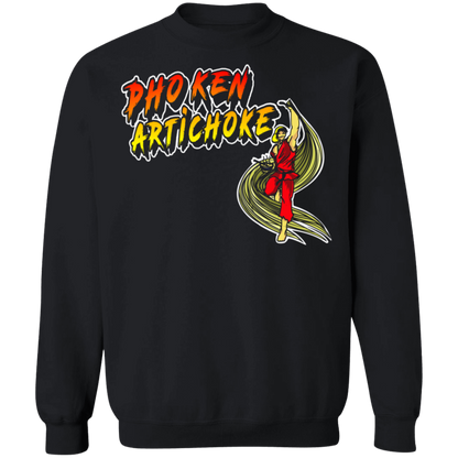 ArtichokeUSA Custom Design. Pho Ken Artichoke. Street Fighter Parody. Gaming. Crewneck Pullover Sweatshirt