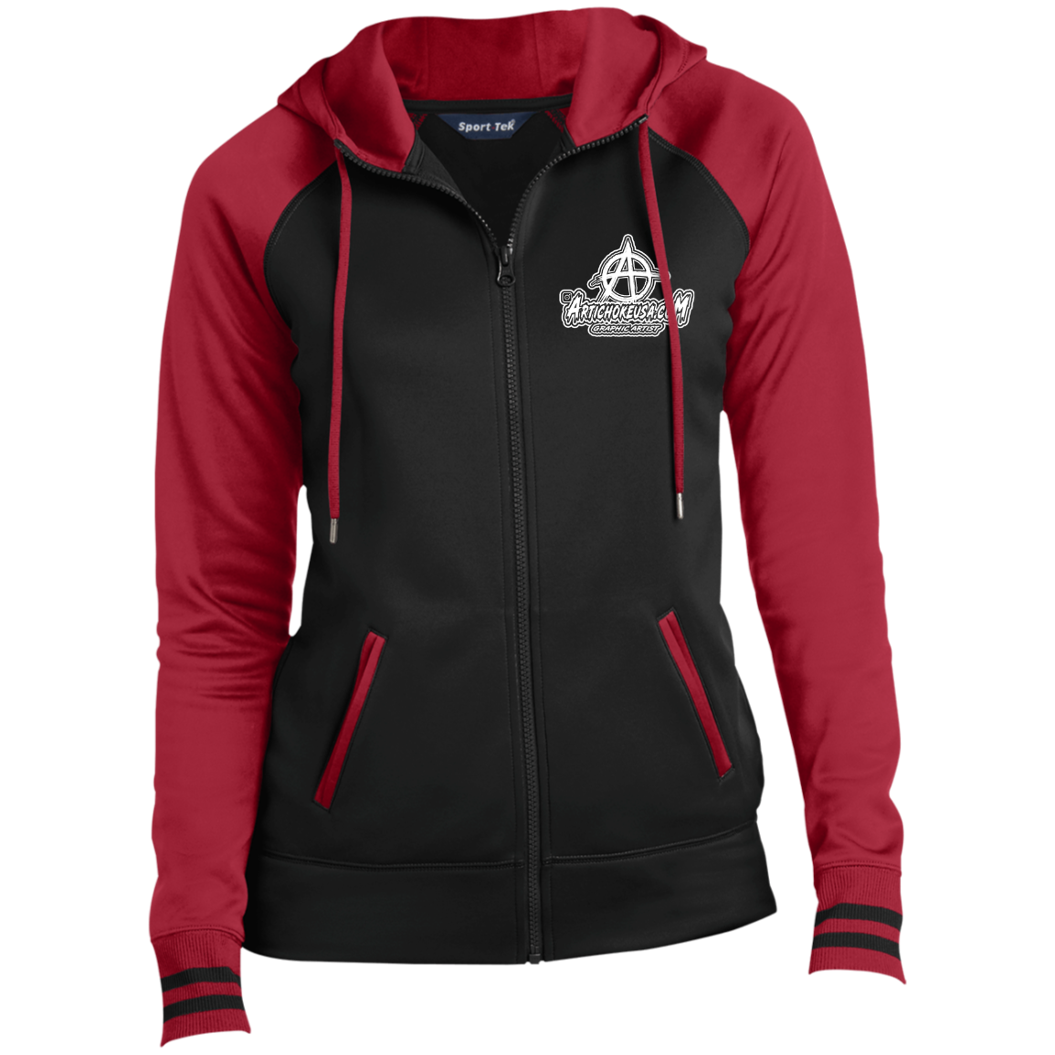 Embroidered Ladies' Moisture Wick Full-Zip Hooded Jacket