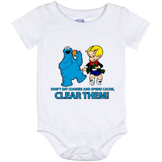 ArtichokeUSA Custom Design. Don't Eat Cookies And Spend Cache! Delete Them! Cookie Monster and Richie Rich Fan Art/Parody. Baby Onesie 12 Month