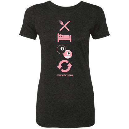 The GHOATS Custom Design #8. Eat Sleep Play 8 ball Play 9 ball Repeat. Ladies' Ultra Soft Triblend T-Shirt