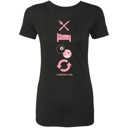 The GHOATS Custom Design #8. Eat Sleep Play 8 ball Play 9 ball Repeat. Ladies' Ultra Soft Triblend T-Shirt