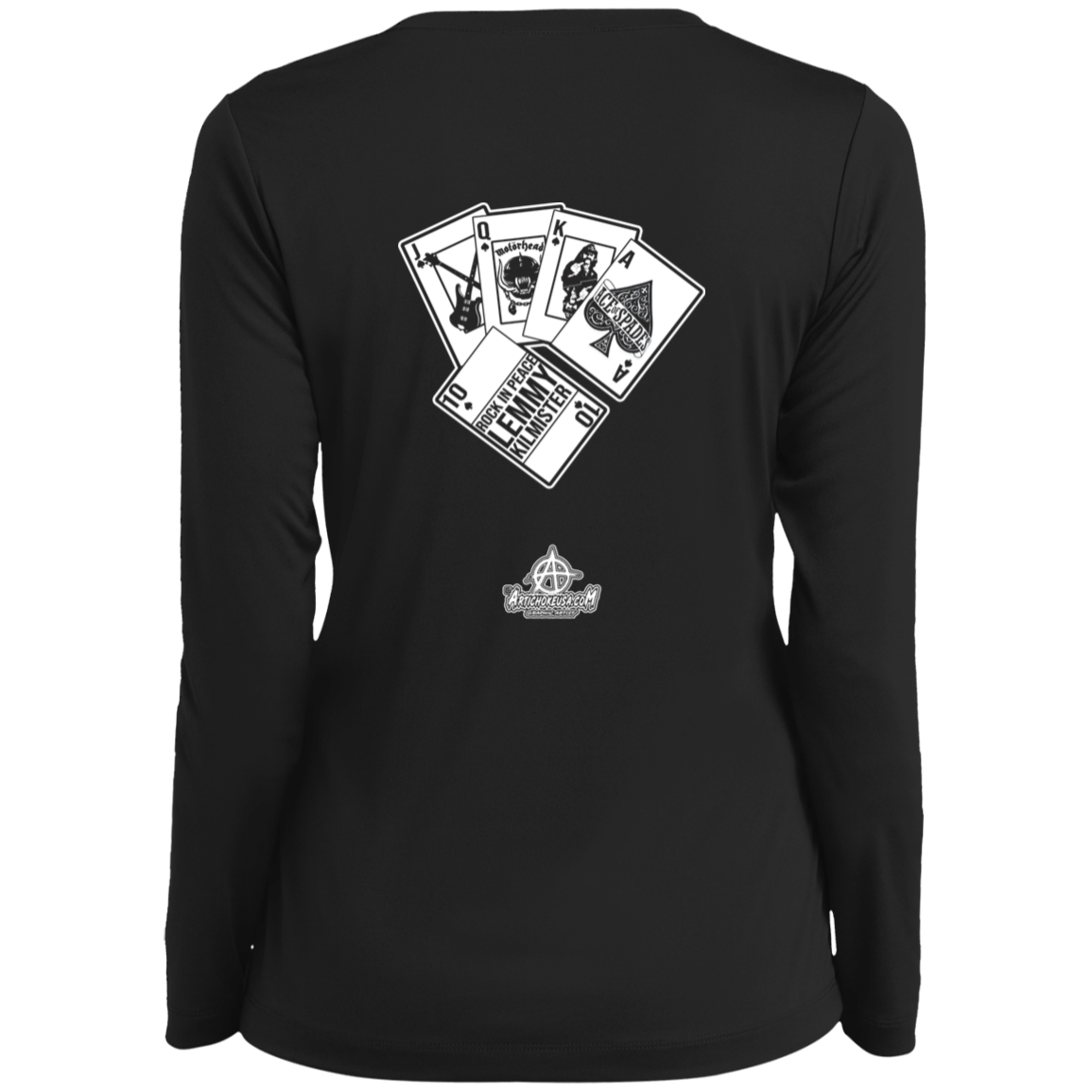 ArtichokeUSA Custom Design. Motorhead's Lemmy Kilmister's Favorite Video Poker Machine. Rock in Peace! Ladies’ Long Sleeve Performance V-Neck Tee