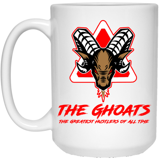 The GHOATS custom design #7. The Best Offence Is A Good Defense. Pool/Billiards. 15 oz. White Mug
