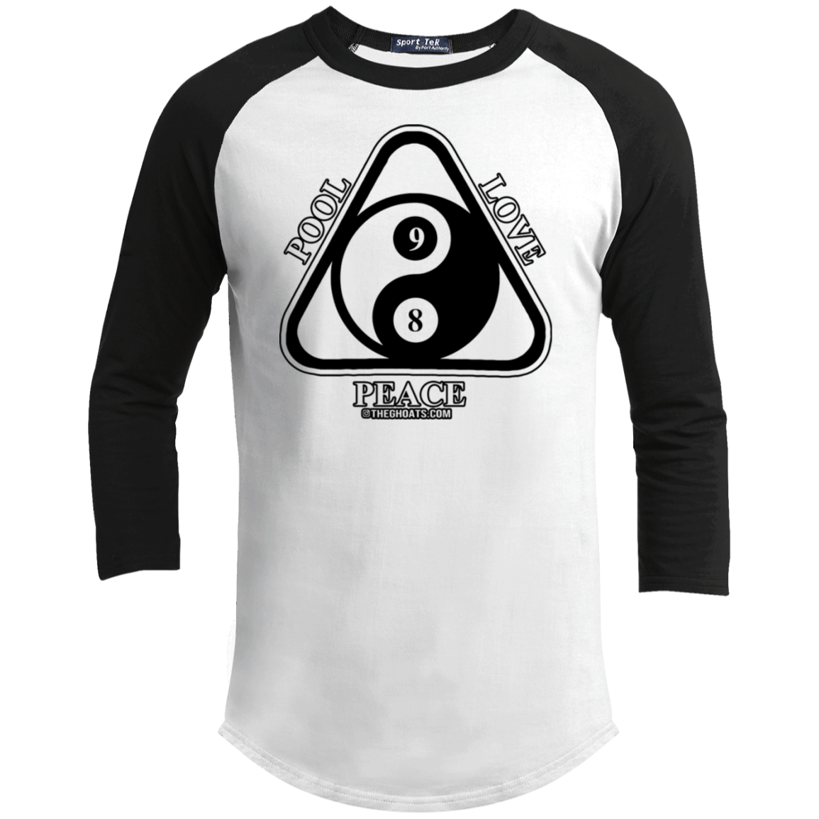 The GHOATS Custom Design #9. Ying Yang. Pool Love Peace. Youth 3/4 Raglan Sleeve Shirt