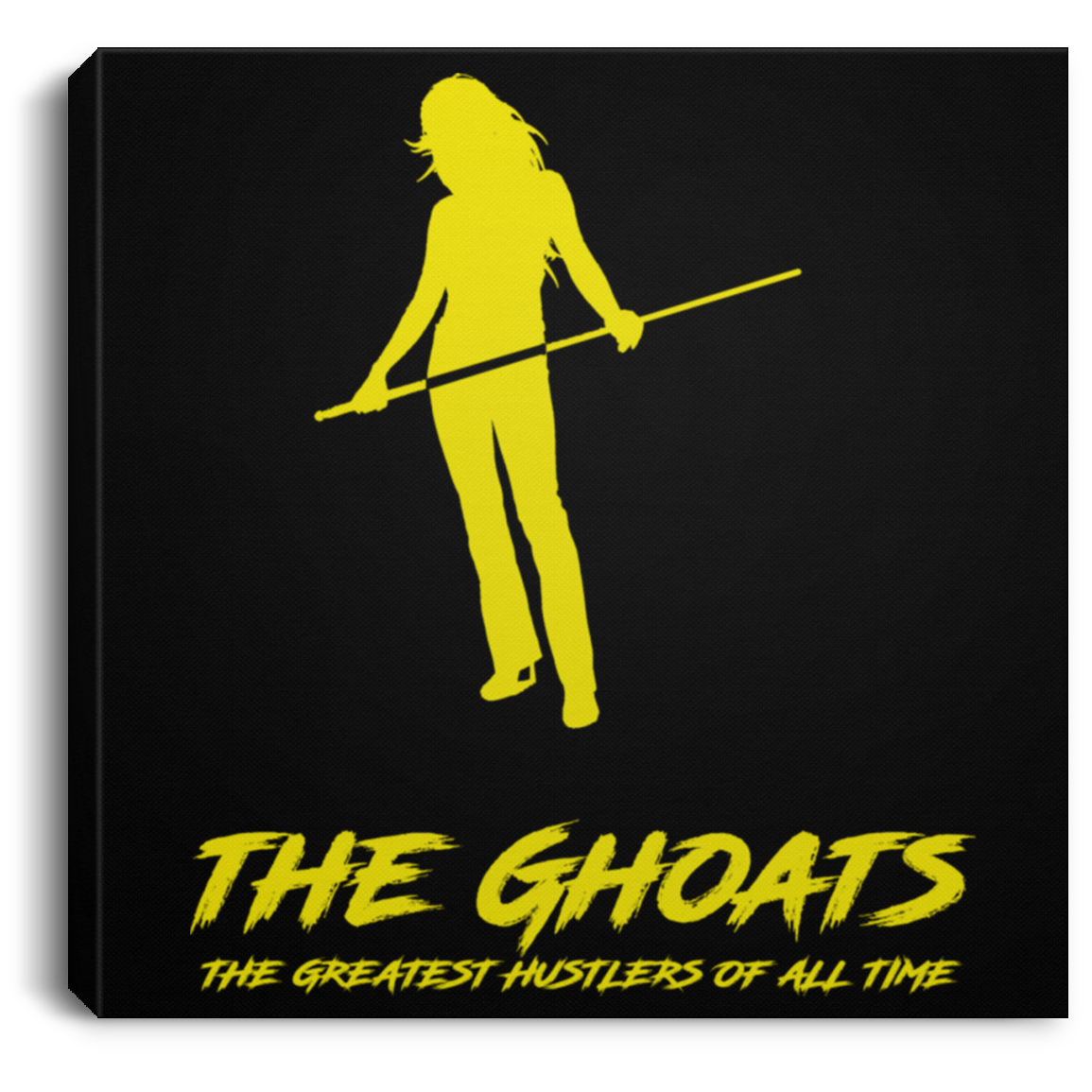 The GHOATS custom design #36. Shark Sighted. Female Pool Shark. Shoot At Your Own Risk. Pool / Billiards. Square Canvas .75in Frame