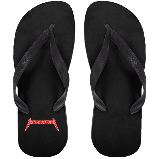 ArtichokeUSA Custom Design. Metallica Style Logo. Let's Make One For Your Project. Adult Flip Flops