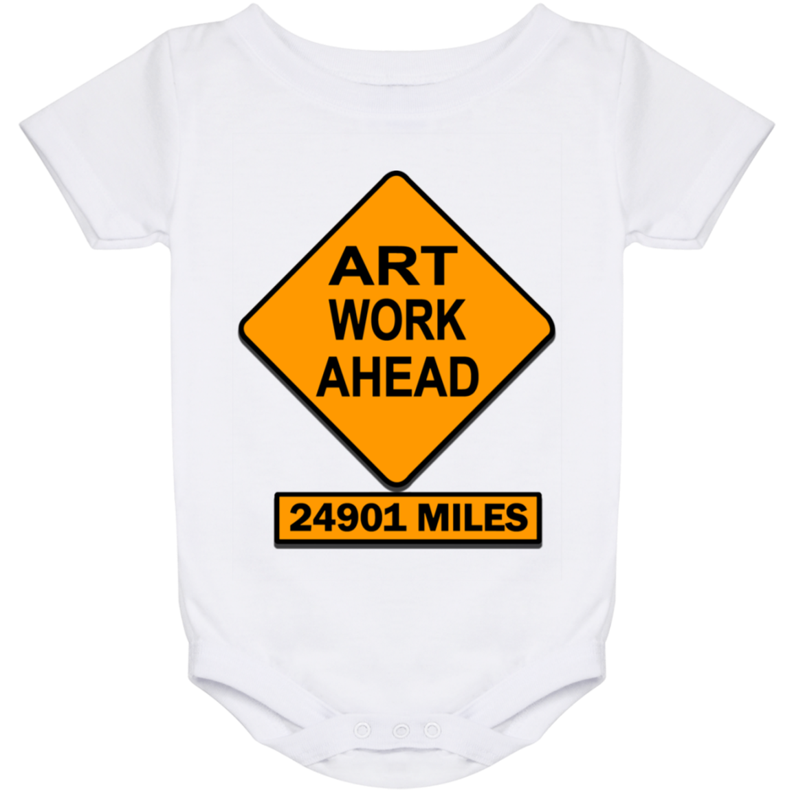 ArtichokeUSA Custom Design. Art Work Ahead. 24,901 Miles (Miles Around the Earth). Baby Onesie 24 Month