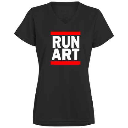 ArtichokeUSA Custom Design. RUN ART. RUN DMC Parody. Ladies’ Moisture-Wicking V-Neck Tee