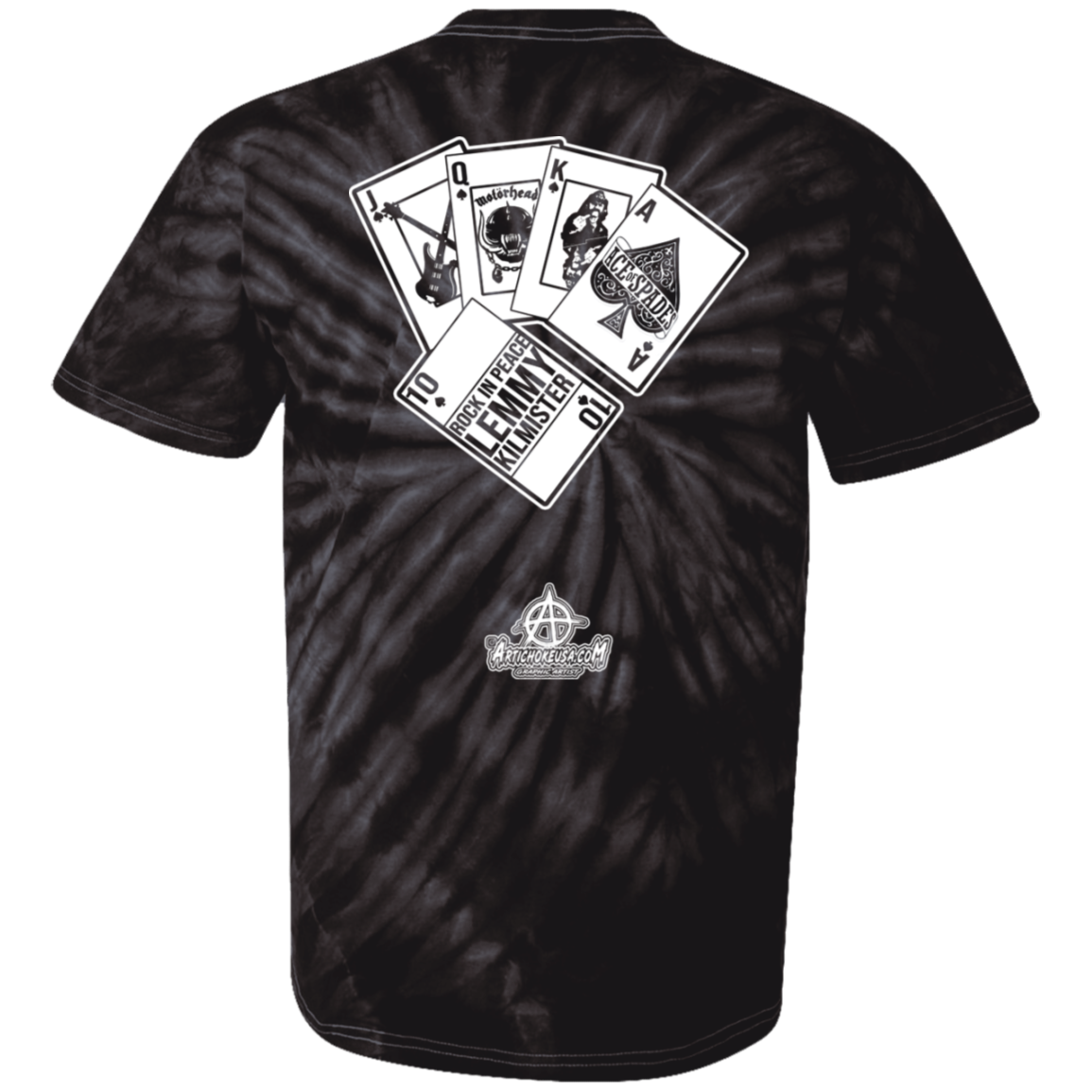 ArtichokeUSA Custom Design. Lemmy Kilmister "Ace of Spades" Tribute Fan Art Version 2 of 2. 100% Cotton Tie Dye T-Shirt