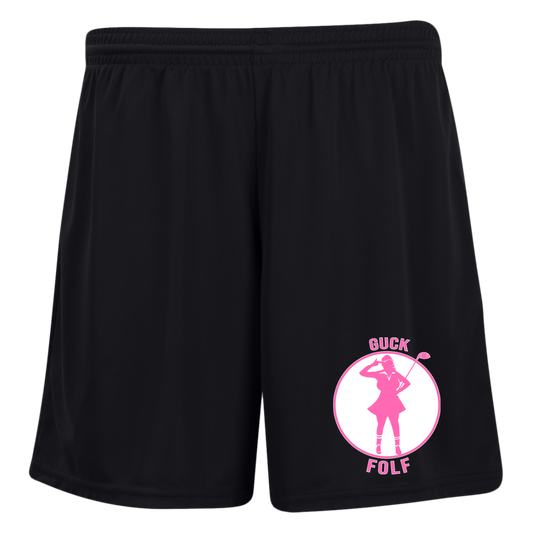 OPG Custom Design #19. GUCK FOLF. Female Edition. Ladies' Moisture-Wicking 7 inch Inseam Training Shorts