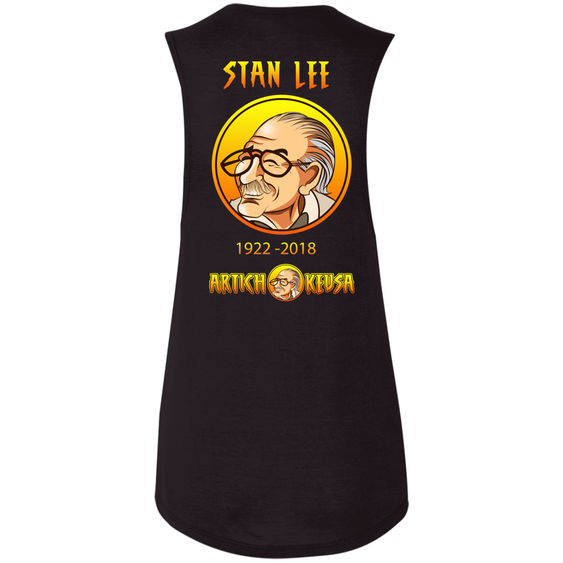 ArtichokeUSA Character and Font design. Stan Lee Thank You Fan Art. Let's Create Your Own Design Today. Ladies' Flowy Muscle Tank