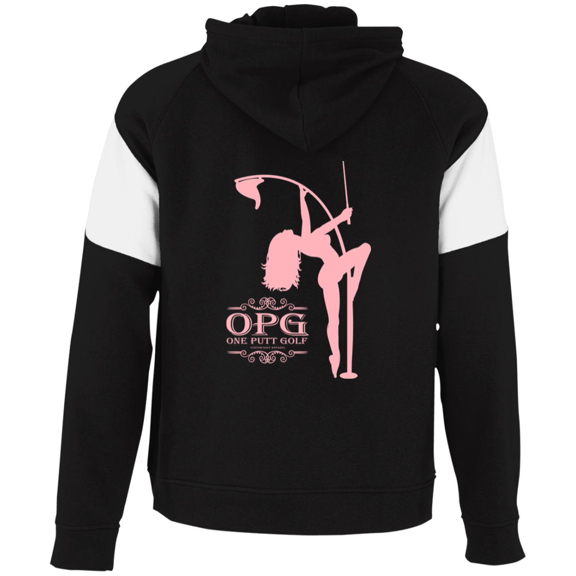 OPG Custom Design #10. Lady on Front / Flag Pole Dancer On Back. Youth Athletic Colorblock Fleece Hoodie