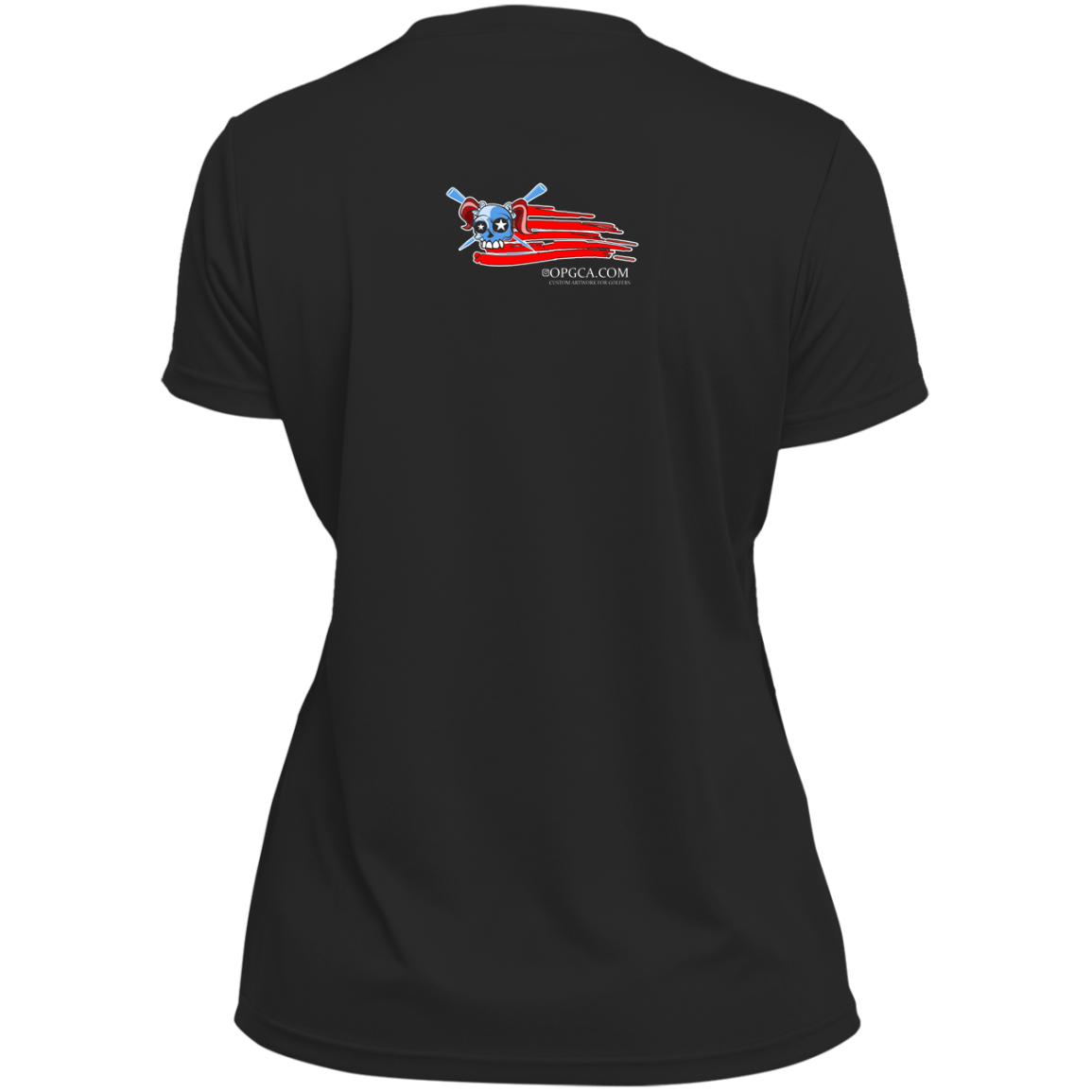 OPG Custom Design #12. American Golfer. Female Edition. Ladies’ 100% polyester V-Neck Tee
